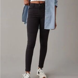 AEO Black 360 Next Level Stretch Super High Rise Jeggings